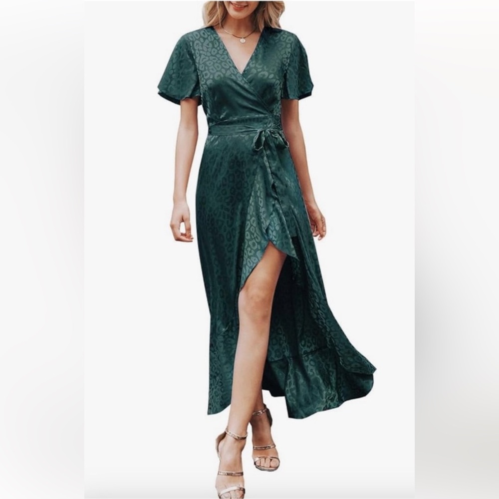 Simplee Apparel Emerald Green Wrap Maxi Dress
